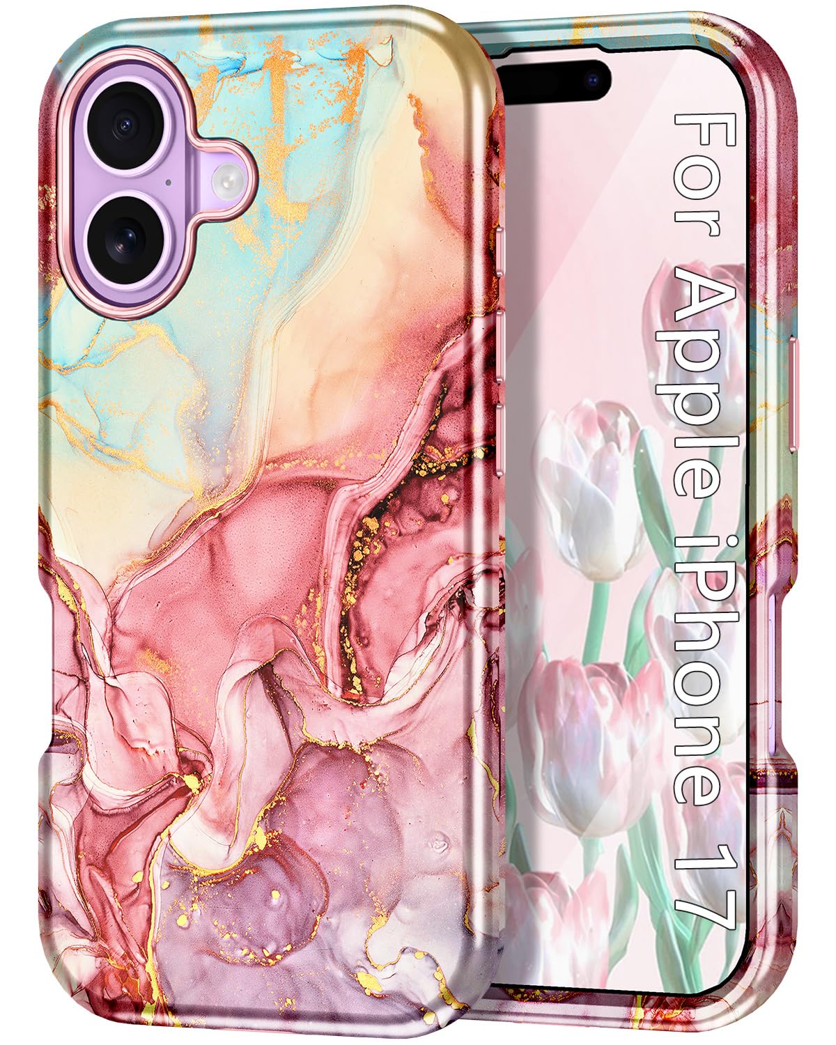 ケースティファイ マーブルデザイン iPhone17 ケース Amazon.co.jp: CASEFIV iPhone 17用ケース、マーブルパターン 3イン1